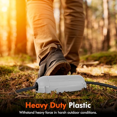 RESTMO 2 Pack Compact Outdoor Extension Cord Cover, IP44 Waterproof Box and Safety Housing Case, Ideal to Protect Outdoor Plugs, Electrical Connections, Holiday Decoration Lights, Light Gray - color: Light Gray, size: 2 Pack
