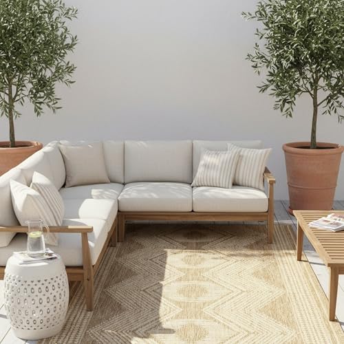 Nuloom Ranya Light Brown/Ivory, 9'6" x 12', Tribal Geometric, Soft and Cozy, High Traffic, Stain Resistant, Easy Clean, Durable Area Rug for Indoor/Outdoor Patio, Deck, Porch, Garden, Courtyard - color: Light Brown, size: 9'6" x 12' (Rectangular)