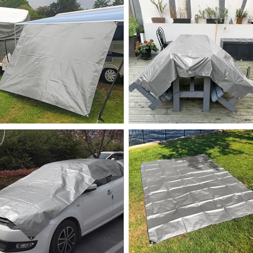 Sliver Tarps Heavy Duty Waterproof, 12 Mil Heavy Duty Tarps with Grommets and Reinforced Edges, UV Tear Fade Resistant, Small Waterproof Tarps for Outdoors Patio Camping, 5 * 7FT - color: Silver-12 Mil, size: 5*7FT