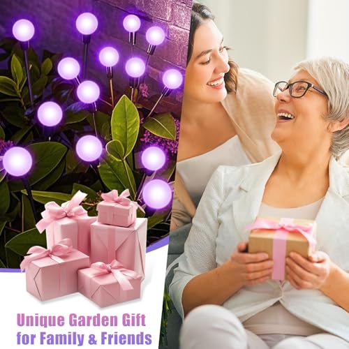 NBQQ Solar Garden Lights Outdoor, Waterproof Solar Powered Lights for Yard Pathway Patio, Swaying Lawn Decor as Gardening Gifts for Women Holiday (Purple, 6 Pack) - color: Purple, size: 6 pack