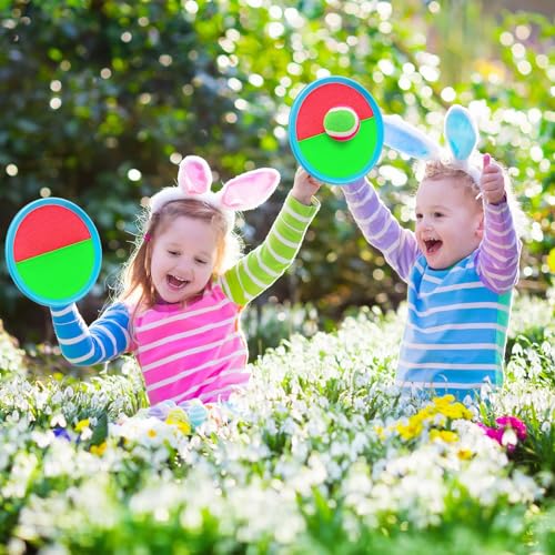 Ayeboovi Toss and Catch Ball Set 8 Paddles 4 Balls Outdoor Beach Pool Toys for 3 4 5 6 7 8 Year Old Boys Girls Birthday Gifts Easter Basket Stuffers Outside Yard Games for Kids and Family Activities - style: 8 Paddles 4 Balls