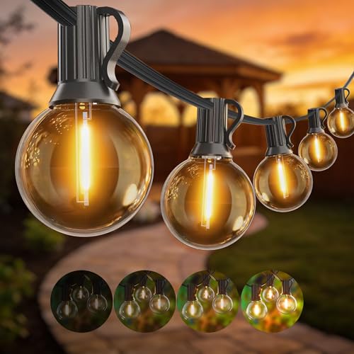 Outdoor String Lights 200FT Waterproof Globe String Lights with 104 Shatterproof G40 LED bulbs, Dimmable Connectable Patio Light String Lights for hanging Bistro Backyard Gazebo,2-Pack x 100ft - color: Black G40 Bulbs, size: 200 Feet