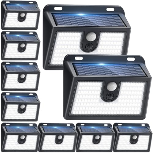 [10 Packs] Solar Motion Sensor Outdoor Lights, Super Bright Solar Lights Outdoor Waterproof, 3 Lighting Modes Security Wall Light for Outside Walking Dog Fence Backyard Deck Garden Door Step Garage - color: Cool White, size: 10 Pack