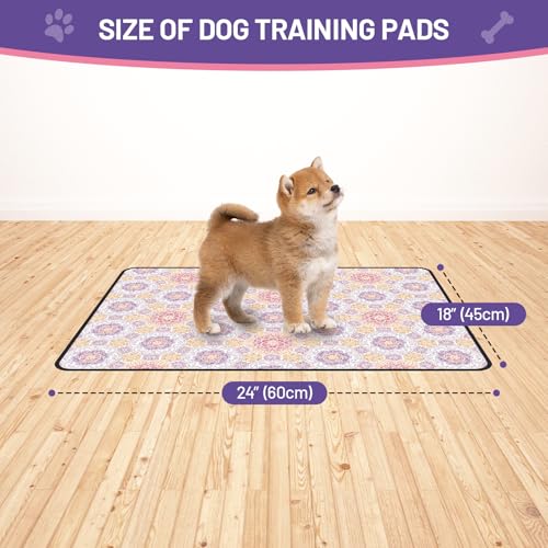 Washable Dog Pee Pads - Absorbent Reusable Puppy Training Pads, Waterproof Leak - Proof & Non - Slip for Crate Whelping Potty Training 24x18 (Pack of 2) - color: Purple Multicolor, size: 24x18in(Pack of 2)