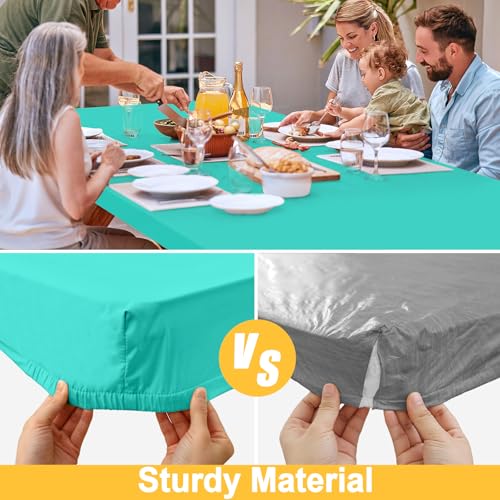 Rectangle Table Cloth, Waterproof Elastic Fitted Tablecloth for 5 Foot Folding Tables, Washable Polyester Tablecloths for Picnic, Camping, Outdoor (Aqua, 30"x60") - color: Aqua, size: 60" x 30" (Rectangular)
