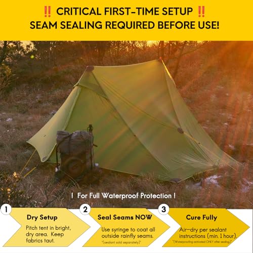 LANSHAN Ultralight Tent 3-Season Backpacking Tent for 1-Person or 2-Person Camping, Trekking, Kayaking, Climbing, Hiking - color: Pro 2-person, green