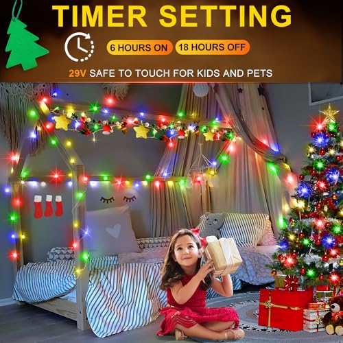 KNONEW Christmas String Lights Indoor Plug in,60FT 180LED Outdoor Waterproof Fairy Lights,8 Lighting Modes,Timer Memory Function for Bedroom Patio Balcony Party (Multicolor) - color: Multicolor, size: 60FT 180 LED