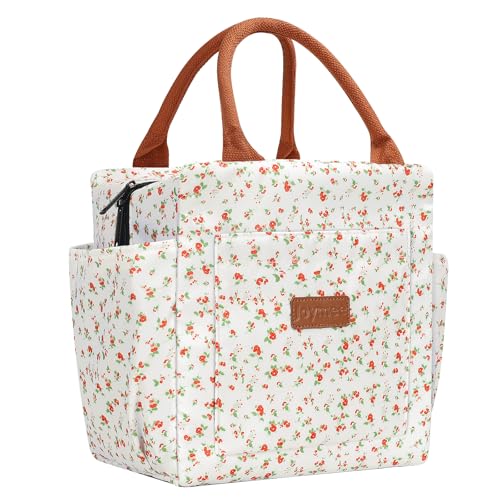Joymee Lunch Bag Women Insulated Lunch Box Reusable Leakproof Large Spacious Cooler Tote for Women Men Adult with Bottle Holder and Side Pockets for Work Office Travel Picnic -Red Floral - color: 04 Red Floral