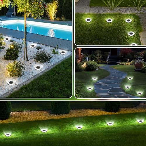 INCX Solar Ground Lights,16 Pack Solar Lights Outdoor Waterproof, Solar Garden Lights Landscape Lighting for Patio Pathway Lawn Yard Deck Driveway Walkway, Cold White - color: Cold, size: 16 Pack
