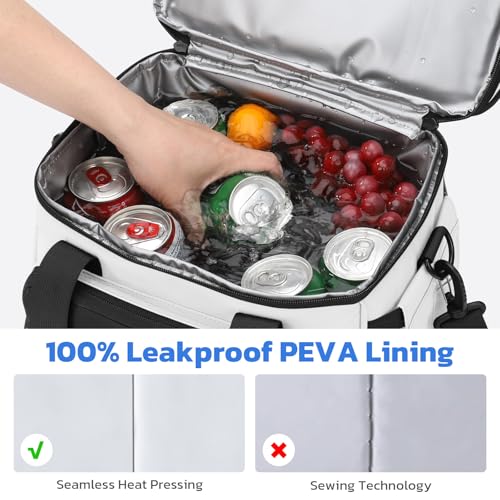Maelstrom Lunch Box, 20L Insulated Lunch Bag for Men Women, Expandable Double Deck Leakproof Cooler Bag with 6 Pockets, Reusable Lunch Tote Bag for Work, Picnic, Travel, White - color: White