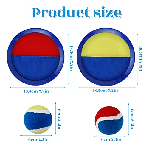 Toss and Catch Game Set, Outdoor Games with 4 Paddles 4 Balls and 1 Storage Bag, Great Outdoor Toys/Gifts for Kids, Classic Beach and Yard Games - color: Yellow and Red