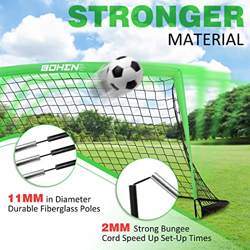 BOHEN 9x5 FT Kids Soccer Goals with Carry Bag, Portable Folding Soccer Net for Backyard Training, Indoor/Outdoor Use for Youth and Adult - color: Green, size: 9x5ft, 1 Pack