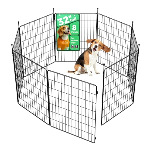 FXW MiniPaws Unleashed Dog Playpen, Expandable & Portable Design for Yard, RV Camping and Indoor Use, for Small and Medium Dogs, 32-inch 8 Panels - size: 32"H