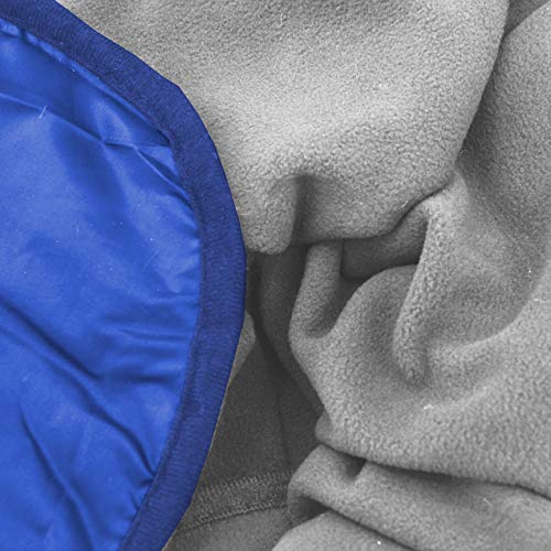 Threadart Outdoor Rainproof & Windproof Thick Stadium Blanket | for Camping, Picnic, Sports, Festivals, Football, Baseball, Concerts, Parks, Beach 55" x 79" - color: Grey/Royal Blue