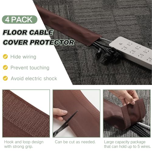 WILLBOND Carpet Cord Cover Cable Protector Floor Cover Cable Protector Management Only for Commercial Office Carpet (98.43 ft,Brown) - color: Brown, size: 98.43 ft