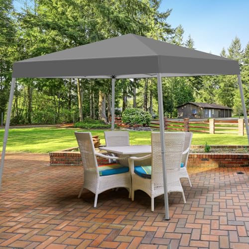 Canopy Tent, 10X10 FT Pop Up Canopy Outdoor Instant Tent Slant Legs with Carrying Bag, Portable Gazebo Shelter for Patio Deck Garden and Beach - 8X8 FT Canopy Cover (Dark Grey) - color: Dark Grey