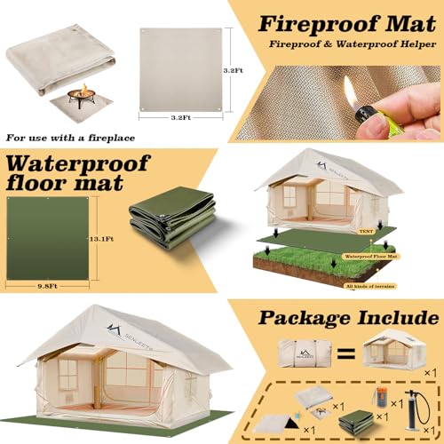 SENLEETO Inflatable Tents for Camping, Large Inflatable Camping Tent with Hand Pump, Easy Setup Tents for 4-6 People, Portable Glamping Tent - size: Ultimate-118 inch*98.4 inch*82..6 inch/6-8 People