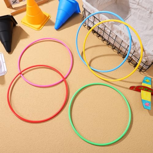 Kisangel 12 Pcs Plastic Tossing Rings Obstacle Course Ring Set Tossing Rings Carnival for Party Birthday Outdoor Games and Agility Practice