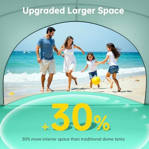 Raynesys Beach Tent Sun Shelter, Sun Shelter for 1-4 Person, Beach Shade Tent, Beaches Shade with 2 Zippered Doors, Portable Tents for Camping Fishing, Green - color: Green, size: For 4 Person