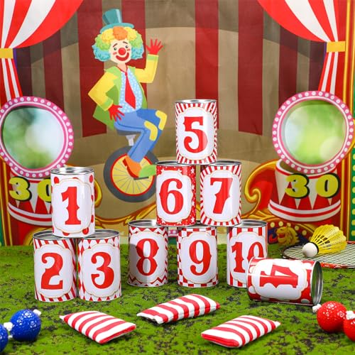 34 Pcs Carnival Play Set 5 in 1 Carnival Can Soft Plastic Cones Ring Toss ‌Sport‌ Bean Bag Toss Lawn Party Outdoor Supplies Birthday Party Backyard Events Summer