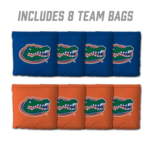 YouTheFan Officially-Licensed NCAA Set of 8 Cornhole Bags - All Weather Dual Sided Slide & Stop - Regulation Size with Carry case - color: Florida Gators