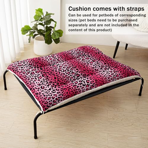 Nttopship Dog Cat Bed Mat Ultra Soft Fluffy Pet Bed Washable Fashion Dog Crate Beds Comfy Comfy Pet Sleeping Pad Suitable for Pet Raised Bed(30"x26",Pink Leopard) - color: Pink leopard, size: Medium