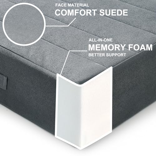 JKMAX 2 Pcs High Density Foam Floor Pillow - Upgraded Large Pillows Seating for Adults - Outdoor Floor Cushion with Soft Tufted Cover - Yoga Pillows for Sitting On Floor - 22 Inch Grey - color: Dark Gray, size: 2 Counts