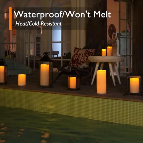 Homemory 12" x 5" Large Waterproof Outdoor Flameless Candles with Remote Control and Timer, Battery Operated Flickering LED Pillar Candles for Outdoor Larterns, Porch, Long Lasting, Set of 2 - color: Ivory White, size: 5"x 12"