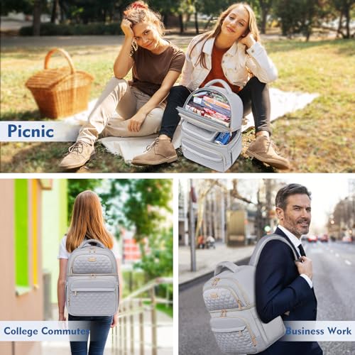 Backpack Cooler Lunch Backpack Double Decker Lunch Box,Insulated Backpack Lunch Cooler Bag, Lightweight Leakproof Lunchbox Backpack for Women Men to Travel,Picnic,Hiking,Beach,Camping - color: Gray