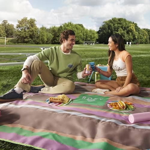 Roxy Sand-Free Beach Mat – Large Waterproof Outdoor Picnic Blanket, Lightweight Foldable Mat for Beach, Camping, Park, or Travel – Fits 4-6 People, Quick-Dry, Durable