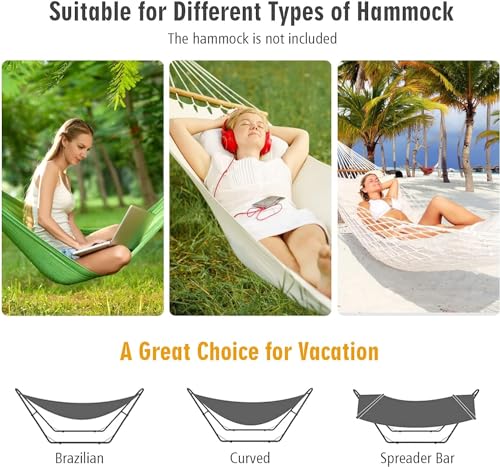 Moccha Steel Hammock Stand for 2 Person, Indoor Heavy Duty Hammock Stands with Adjustable Frame & 450 LBS Capacity, Portable Hammock Stand Only Fits 9 to 13 Ft for Outside, Yard, Patio, Garden