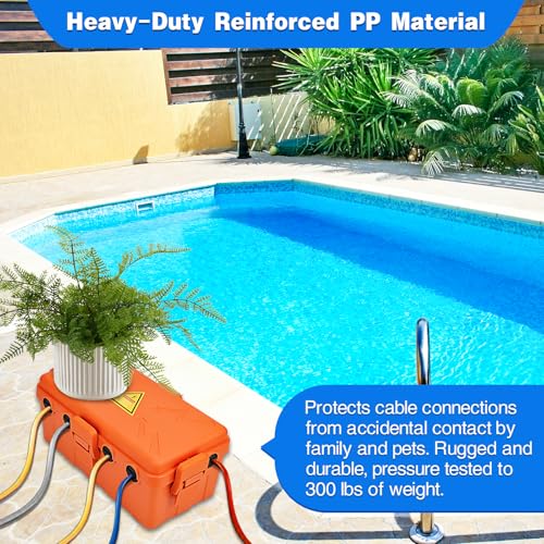 Hrensaw Medium Outdoor Electrical Box(10.6x5.5x4.5inch),Weatherproof Connection Box w/6 Cable Entry,IP54 Waterproof Extension Cord Cover Protect Power Strip,Timer,Plug,Holiday Lights,Orange - color: Orange, size: Medium