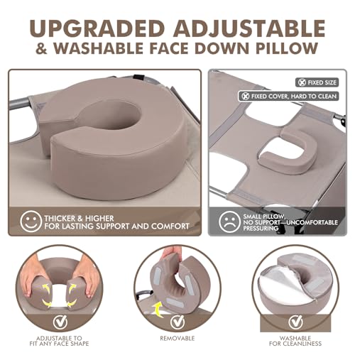 Wheel-To-Go Oversized Tanning Chair with Face Hole & Wheels | Portable Heavy Duty Folding Lounge Chair | Outside Sunbathing Reading Relaxing Beach Poolside Lawn | XL Wide | 330 LBS (Patent Design) - color: Beige, style: Oversized + Sun Canopy Style