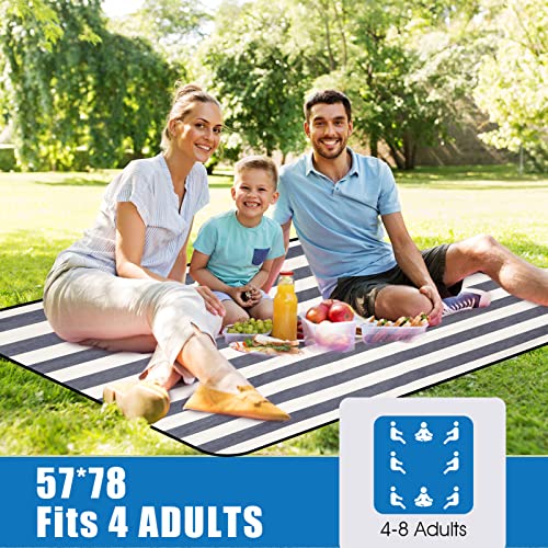 Waterproof Picnic Blanket Portable with Carry Strap for Beach Mat or Family Outdoor Camping Party Woodchip Picnic Basket with Double Folding Handles, Natural Woven Basket, Gift Packing Woven Basket