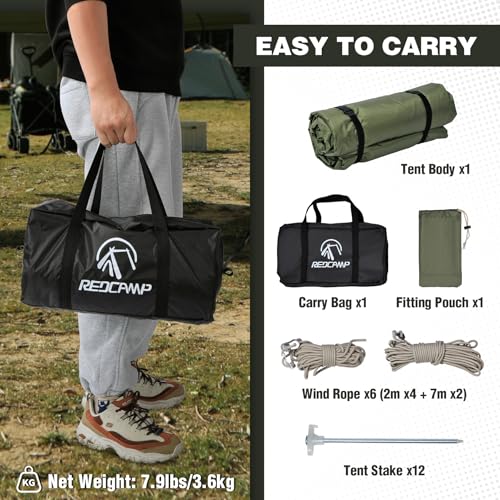 REDCAMP Large Hammock Hot Tent with Stove Jack, Waterproof & Windproof Winter Wall Tent with Snow Skirt, Ultralight 4 Season Tents for Camping, Hiking, Bushcraft, Backpacking, Hunting - style: Modern