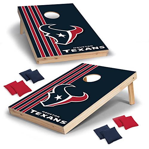 Wild Sports 2' x 3' Solid Wood Cornhole Set with Direct Print HD Team Graphics – Great Gift for Any Football Fan! Bean Bag Toss Family Outdoor Games – NFL Houston Texans