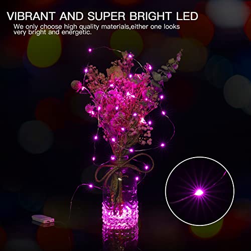Brightown Valentine's Day 12 Pack Pink Led Fairy Lights Battery Operated String Lights Waterproof Silver Wire 7 Feet 20 Led Firefly Starry Moon Lights for DIY Wedding Party Bedroom - color: Pink, size: 12 Pack
