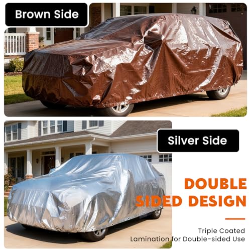Keten Tarps Heavy Duty Waterproof 10x12Ft, 10 Mil Thick Multipurpose Poly Tarp Tear & Fade Resistant, UV Blocking, Outdoor Tarp with Reinforced Grommets for Roof, Camping, Patio, Pool (Brown/Silver) - color: 10mil Brown/Silver, size: 10x12ft