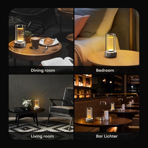 Portable Metal Table Lamp for Indoor/Outdoor ,Rechargeable Cordless LED Lamp, 3-Colour Infinitely Dimming Battery Powered Small Desk Lamp, Restaurant/Bedroom/Bar/Coffee/Camping Light (Sliver Set of 2) - color: Sliver Set of 2