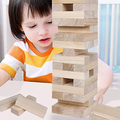 GOTHINK Giant Tumble Tower Game, Large Tumbling Tower Stacking to Over 3.2 FT 60pcs Wooden Jumbo Blocks for Outside Yard Games w/Carry Case Timber Stacking Game Night Toy Gift for Kids Adults Family - size: M-Over 3.2FT