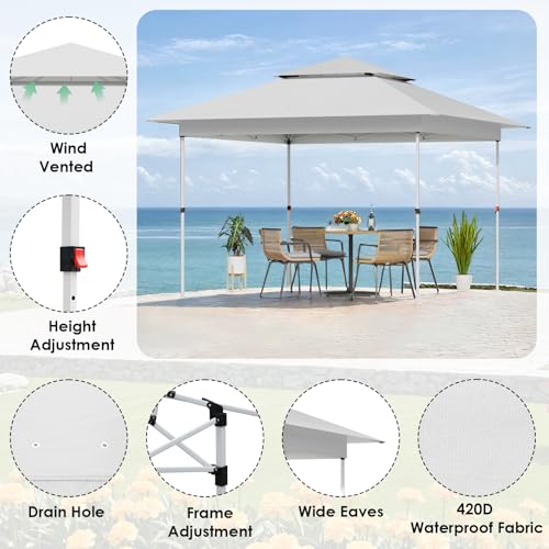 TLSUNNY 12X12 Pop Up Canopy Tent, Camping Shader W/Overhanging Eaves & Sand Bag, Outdoor Gazebo Shelter W/One Push Setup & Wheeled Bag, Height Adjustable, for Patio, Market, Party (White, 12FTX12FT) - color: White, size: 12FTX12FT