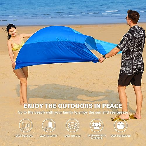 Famstar Beach Blanket Oversized Extra Large 78" X 81",Waterproof Sandproof Beach Blanket 1-7 Adults Lightweight Durable for Travel Camping Hiking Picnic - color: Blue5, size: 78" X 81"