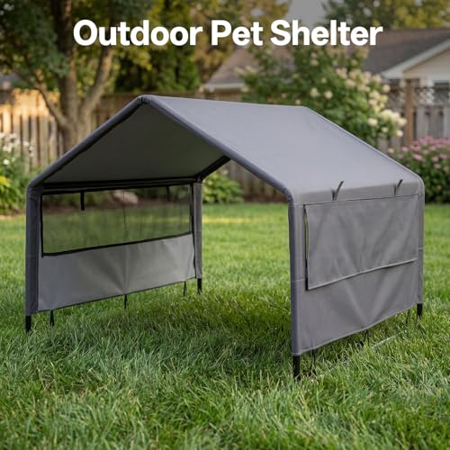 MEWANG Outdoor Dog House - Waterproof Portable Puppy Camping Tent,Ventilation Windows & Sun Protection, Lightweight Snap-fit Design for Small/Medium/Large Dogs, Beach, Backyard, Hiking (Grey, Large) - color: grey, size: Large