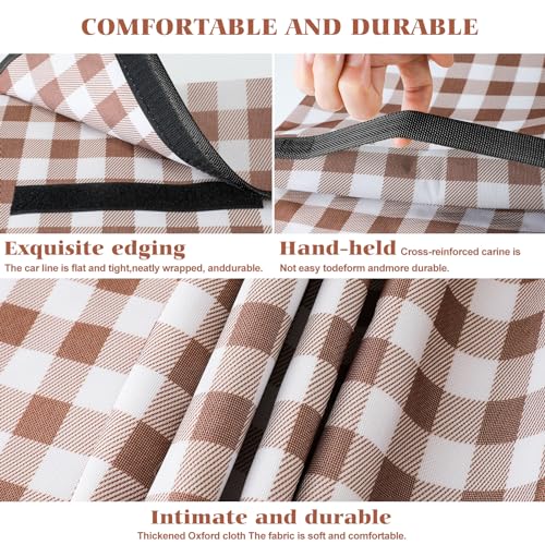 Picnic Blanket Waterproof Beach Rug 80''x80'' Picnic Mat Washable Lightweight with Handle Coffee Checkered for Hiking Travelling Outdoor Camping,Parks - color: Coffee, size: 6'8" x 6'8"