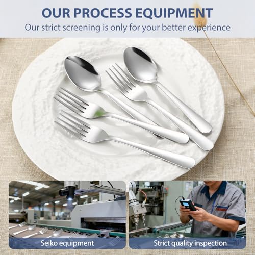 32-Piece Forks and Spoons Set, Premium Stainless Steel Silverware, Mirror Polished & Dishwasher Safe, Food Grade Cutlery Set for Home, Kitchen, Restaurant, Party Use（16 Forks and 16 Spoons） - size: 32PCS