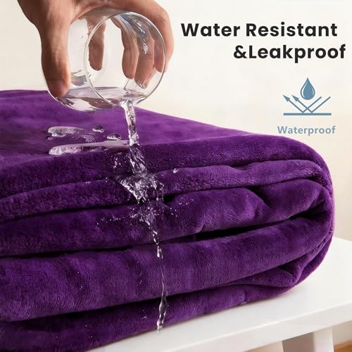 gogobunny Waterproof Blanket for Dogs and Cats, Reversible Flannel Double-Sided Furniture Protector for Couch Sofa Bed Against Spills & Pet Fur (60" x 80", Dark Purple/Light Purple) - color: Dark Purple/Light Purple, size: 60" x 80"