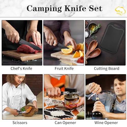Wesqunie Camping Essentials Cookware Cooking Utensils Set - Portable Camp Kitchen Mess Kit Outdoor Accessories, Stainless Steel & Silicone, Camping Gear Equipment for RV Picnic Grill, 50PCS Green - color: 50PCS Green