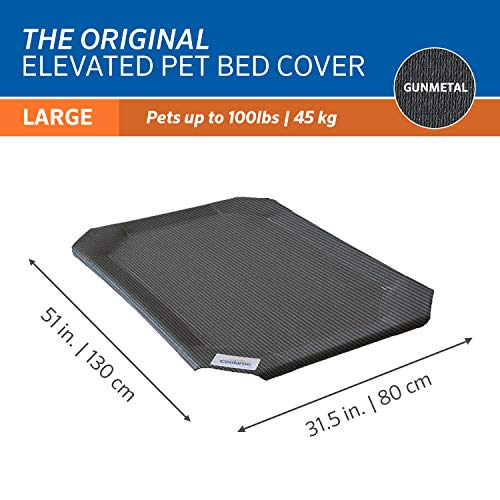 Coolaroo The Original Elevated Pet Bed Replacement Cover, Large Gunmetal , 51"L x 51"W x 0.3"Th - color: Gunmetal, size: Large, style: Large