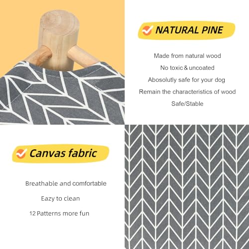 Patas Lague Cat and Dog Hammock Bed for Small Dogs, Brethable Wooden Cat Pet Rabbit Elevated Cooling Outdoor Bed Cots Furniture for Summer Arrow - color: Arrow