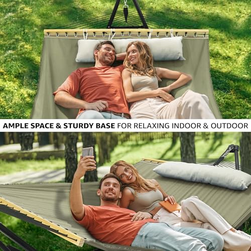 Tranquillo Unity Adjustable Hammock Stand, 800 lbs Capacity Steel Double Hammock Stand for 2 Persons, Premium Pre-Assembled Stand for Indoor Outdoor, Sage - color: 4. Sage, size: Large